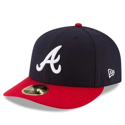 NEW ERA NEW ERA NAVY/RED ATLANTA BRAVES HOME AUTHENTIC COLLECTION ON-FIELD LOW PROFILE 59FIFTY FITTED HAT,70360637