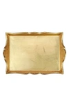 Vietri Florentine Wooden Accessories Gold Handled Small Rectangular Tray In Gold