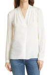 Kobi Halperin Nellie Pleated V-neck Long-sleeve Blouse In Ivory