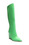 Schutz Asya Up Wedge Knee-high Boot In Gianni Green