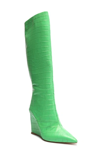 Schutz Asya Up Wedge Knee-high Boot In Gianni Green
