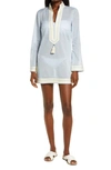 Tory Burch Tory Cotton Voile Tassel Tunic In Blue Mist