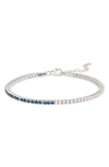 Shymi Half & Half Cubic Zirconia Tennis Bracelet In Silver/ Blue/ White