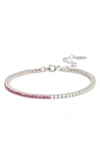 Shymi Half & Half Cubic Zirconia Tennis Bracelet In Silver/ Hot Pink/ White