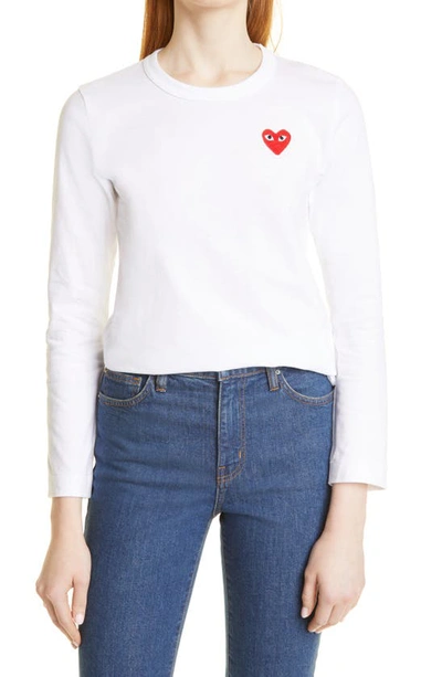 Comme Des Garçons Play Women's Long-sleeve Double Heart T-shirt In White