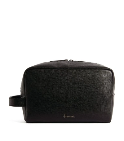 Harrods Leather Wembley Wash Bag In Black
