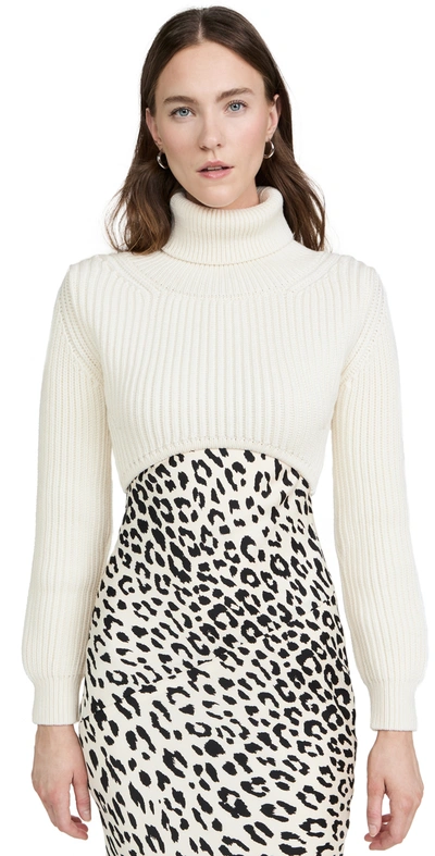 Brandon Maxwell Women's Ribbed-knit Wool Cropped Sweater In White