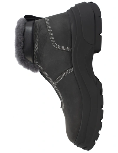 Maison Margiela Shearling-lined Leather Ankle Boots In Grey