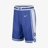 Nike Men's Duke Blue Devils Replica Basketball Road Shorts In Game Royal,white
