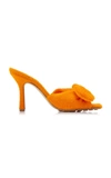 Bottega Veneta Easy Towel Bow Mule Sandals In Green,orange