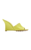 Bottega Veneta Stretch Square-toe Leather Wedge Mules In Lime Green