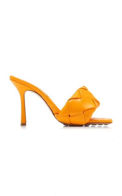 Bottega Veneta The Lido Intrecciato Leather Sandals In Orange