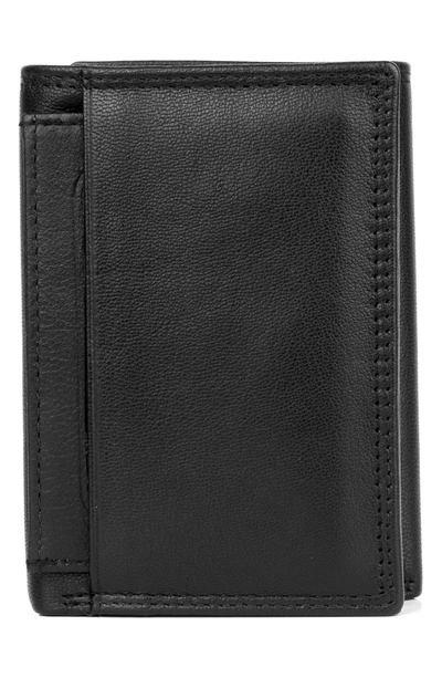 Buxton J. Emblem I.d. Three-fold Wallet In Black