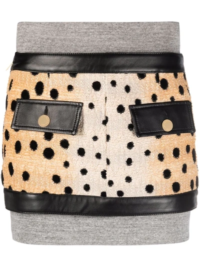 Dsquared2 Leopard-panelled Mini Skirt In Yellow