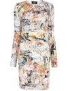 DSQUARED2 ABSTRACT-PRINT LONG-SLEEVE DRESS