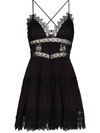 Charo Ruiz Rachel Lace-trimmed Cotton Mini Dress In Black