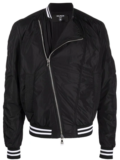 Balmain Logo-print Bomber Jacket In Black