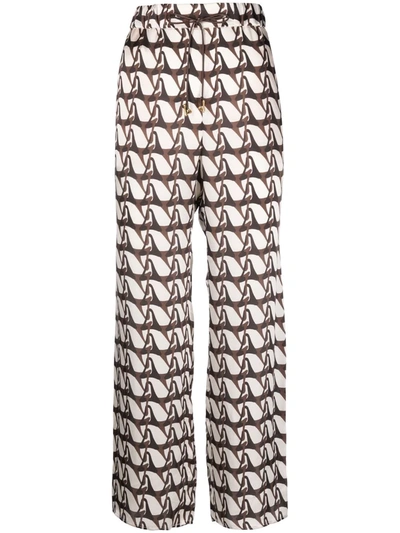 Aeron Arcade - Carryover Trousers In Monogram Silk (pyjama Set) In Chocolate Print