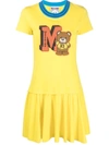 Moschino Teddy Bear Organic Cotton Dress In Yellow