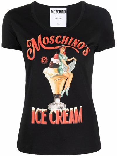 Moschino Pin-up Graphic Print T-shirt In Black