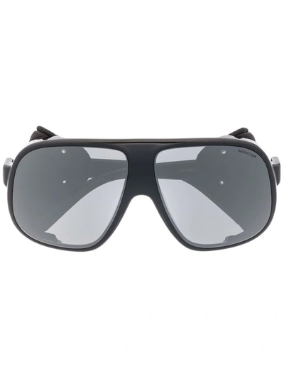 Moncler Diffractor Pilot-frame Sunglasses In Black / Silver