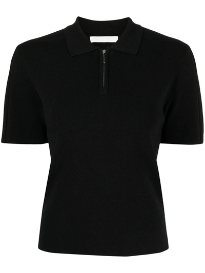 Dion Lee Zip-front Short-sleeved Polo Shirt In Schwarz