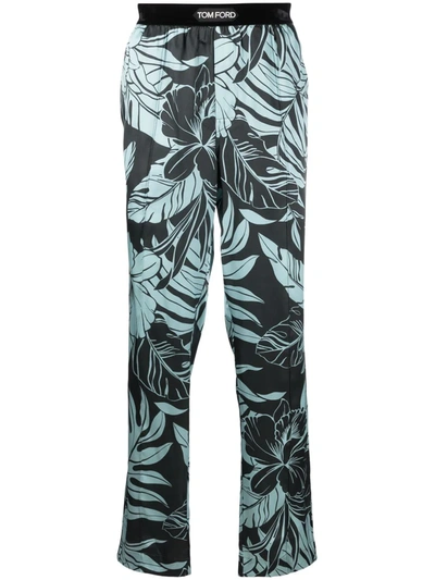 Tom Ford Hibiscus Print Stretch Silk Pajama Pants In Multicolour