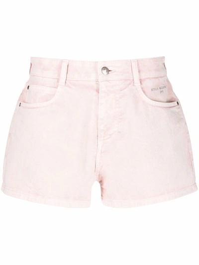 Stella Mccartney Embroidered-logo Mid-rise Shorts In Pink