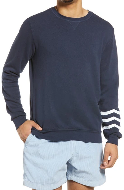 Sol Angeles Wave Sleeve Crewneck Shirt In Indigo