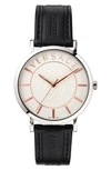 VERSACE V-ESSENTIAL LEATHER STRAP WATCH, 40MM