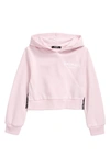 Balmain Kids' Logo Stripe Trim Crop Hoodie In 540 Pink