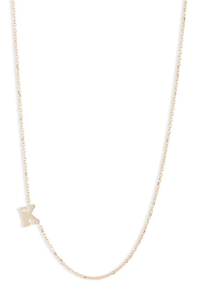 Anzie Love Letter 14k Yellow Gold Single Diamond Initial Necklace In Initial K