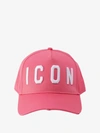 Dsquared2 Pink Cotton Cap With Logo Print In Pink