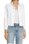L Agence L'agence Janelle Raw Cut Slim Denim Jacket In Blanc