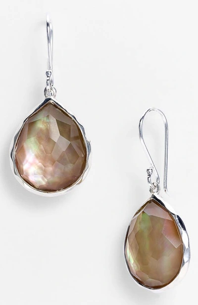Ippolita Sterling Silver Rock Candy Teardrop Earrings In Brown Shell Doublet
