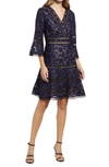 SHANI EMBROIDERED LACE FIT & FLARE COCKTAIL DRESS