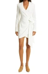Cinq À Sept Sierra Wrap Front Long Sleeve Minidress In Ivory