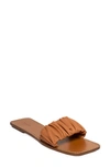 Staud Nina Flat Ruched Slide Sandal In Tan