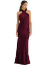 LOVELY LOVELY DRAPED TWIST HALTER TIE-BACK TRUMPET GOWN