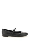 Ferragamo Lizz Leather Ballerina Shoes In Black