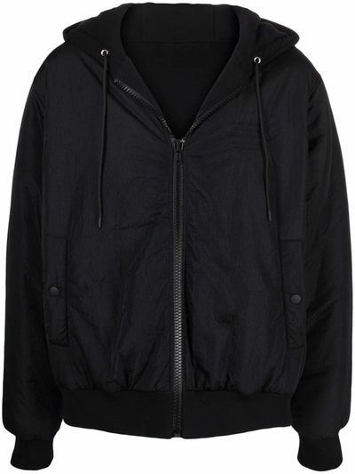 Msgm Reversible Drawstring Hooded Jacket In Black