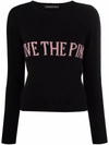 Alberta Ferretti "live The Pink" Black Sweater In Black