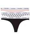 Calvin Klein Carousel Thong 3-pack In Black,hearts,nymphs