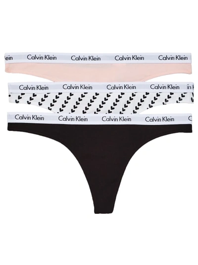 Calvin Klein Carousel Thong 3-pack In Black,hearts,nymphs