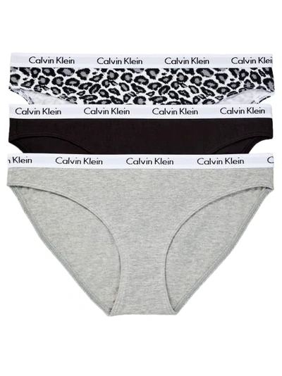 Calvin Klein Carousel Bikini 3-pack In Leopard,black,grey