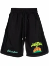 Just Don Island Print Shorts In Black