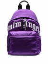 PALM ANGELS CURVED LOGO LEATHER BACKPACK