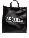 PALM ANGELS LEATHER SHOPPING BAG