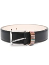 Paul Smith Stripe Detail Leather Belt In Black