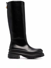 Valentino Roman Stud Leather Knee-high Boots In Black